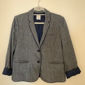 Fun navy tweed cropped blazer